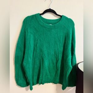 Aerie Vibrant Green Crew Neck Sweater
